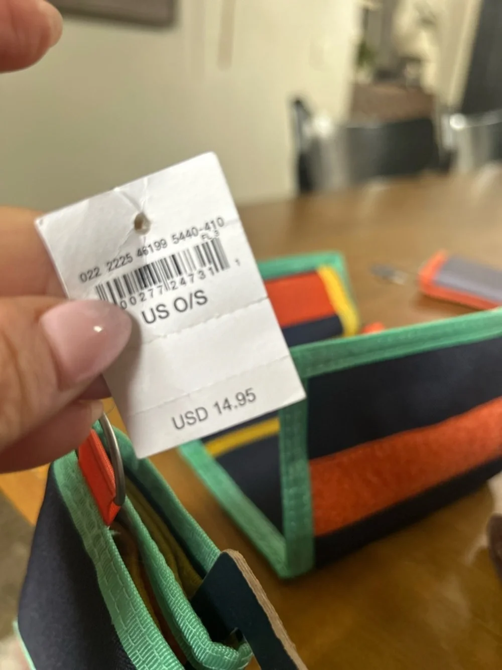 NWT AEO Navy Trifold Wallet with Mint Trim
